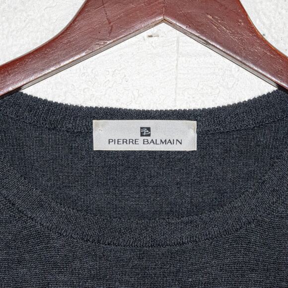 Vtg PIERRE BALMAIN Men's 100% Wool Sweater Charcoal made in Italy 54 - Picture 4 of 6